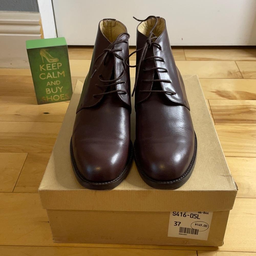 Sacco Brown Leather Tie Booties Eu Size 37👑